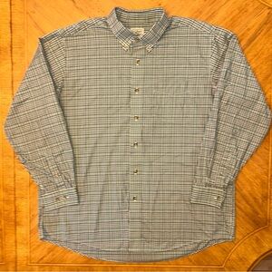 LL Bean Traditional Fit Shirt Green Blue Plaid Mens Size XL Button Down